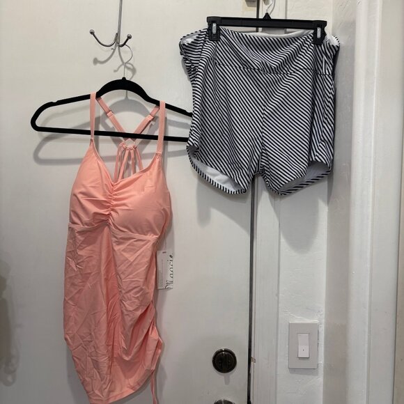 NWT Women's Maternity Athletic Tankini Two Piece swimsuit SZ XL - Picture 1 of 4